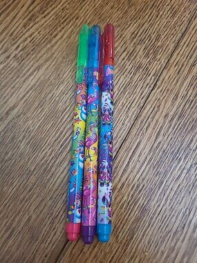 Vintage Lisa Frank Set of 3 Winterland Holiday Refillable Pens Red Green Blue
